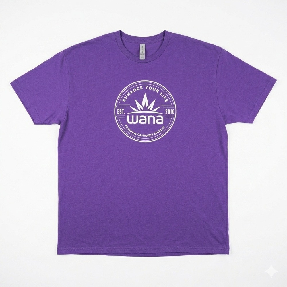 Wana T-Shirt Mens XXL Purple Hemp Short Sleeve Crew Neck Cotton Festival Leaf